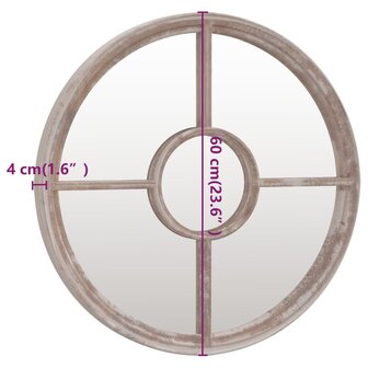 Spiegel rond 60x4 cm ijzer zandkleurig 6