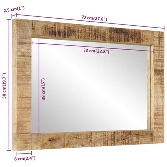 Spiegel 70x50 cm massief mangohout en glas 9