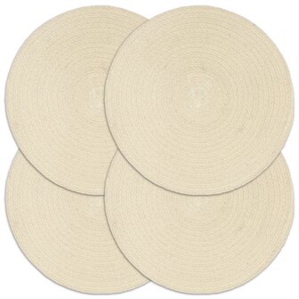 Placemats 4 st rond 38 cm katoen natuurlijk  1