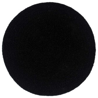 Placemats 4 st rond 38 cm katoen effen zwart  2