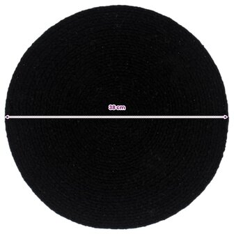 Placemats 4 st rond 38 cm katoen effen zwart  5