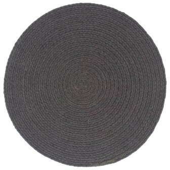 Placemats 6 st rond 38 cm katoen effen donkergrijs  2