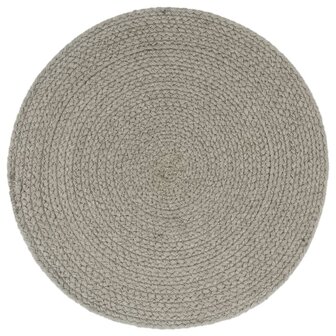 Placemats 4 st rond 38 cm katoen effen grijs 2