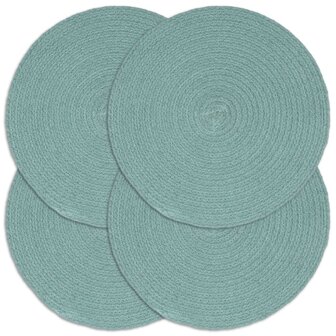 Placemats 4 st rond 38 cm katoen effen groen  1