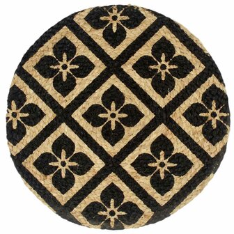 Placemats 6 st rond 38 cm jute zwart 2