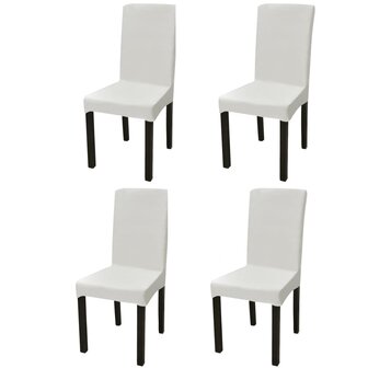 Stoelhoezen 4 st stretch recht cr&amp;egrave;mekleurig 1
