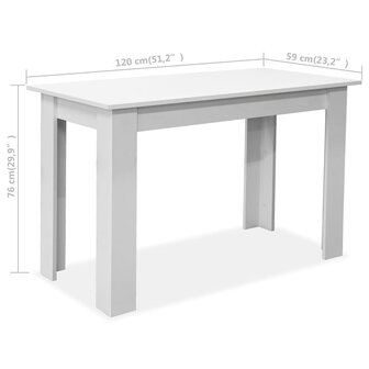 Eettafel en banken 3 st bewerkt hout wit 6