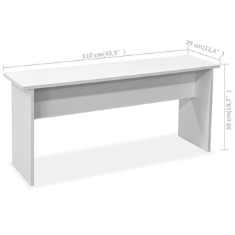 Eettafel en banken 3 st bewerkt hout wit 7