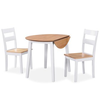 Eetkamerset MDF en rubberwood wit 3-delig 1