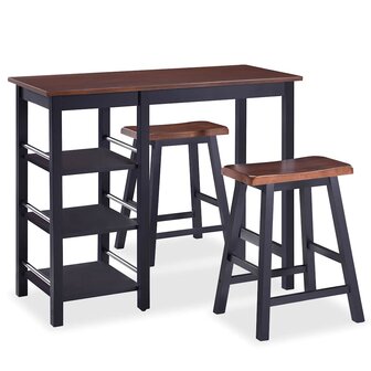 3-delige Barset MDF zwart 2
