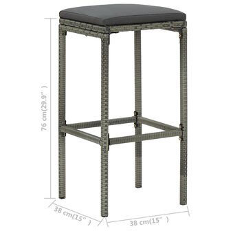 3-delige Barset poly rattan grijs 9