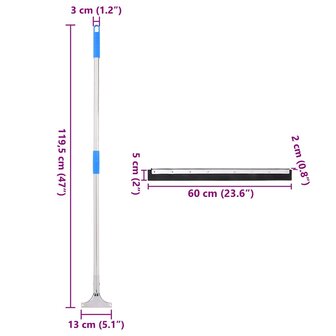 Vloerwisser 60x122,5 cm staal en rubber 8