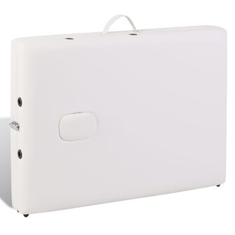 Inklapbare massagetafel 2 zones met houten frame (creme) 6