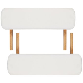 Inklapbare massagetafel 2 zones met houten frame (creme) 7