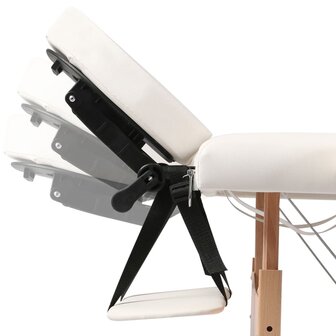 Inklapbare massagetafel 2 zones met houten frame (creme) 8