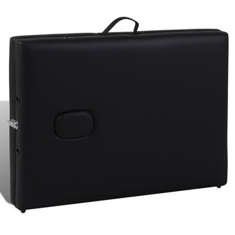 Inklapbare massagetafel 3 zones met houten frame (zwart) 6