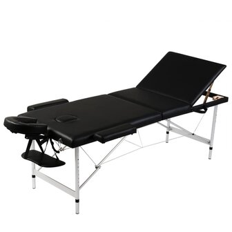 Inklapbare massagetafel 3 zones met aluminium frame (zwart) 1