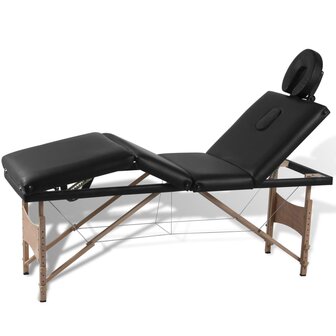 Inklapbare massagetafel 4 zones met houten frame (zwart) 1