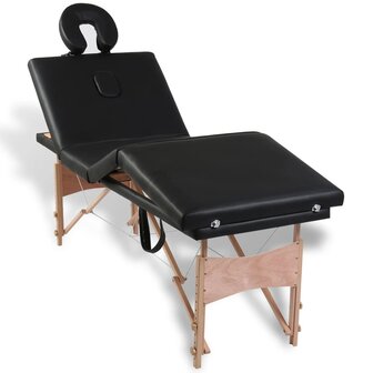 Inklapbare massagetafel 4 zones met houten frame (zwart) 9