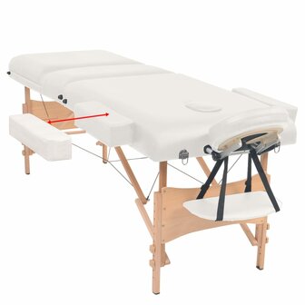 Massagetafel inklapbaar 3 zones 10 cm dik wit 4