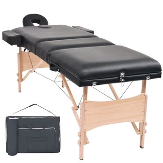 Massagetafel inklapbaar 3 zones 10 cm dik zwart 1