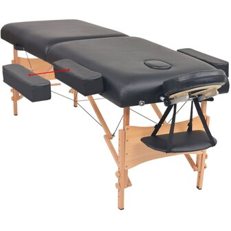 Massagetafel- en krukset inklapbaar 2 zones 10 cm dik zwart 3