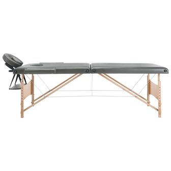 Massagetafel met 2 zones 186x68 cm houten frame antraciet 9