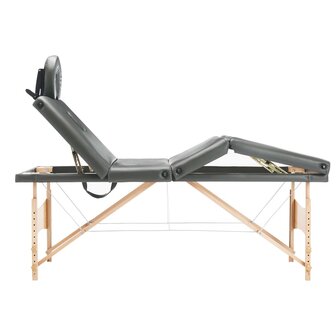 Massagetafel met 4 zones 186x68 cm houten frame antraciet 3