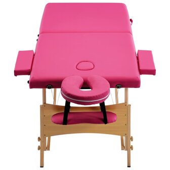 Massagetafel inklapbaar 2 zones hout roze 4
