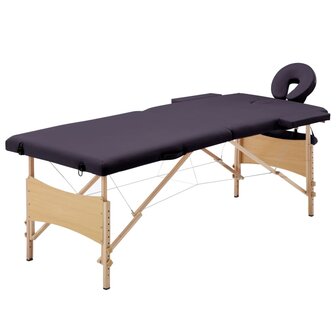 Massagetafel inklapbaar 2 zones hout paars 1