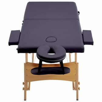 Massagetafel inklapbaar 2 zones hout paars 3