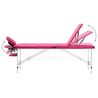 Massagetafel inklapbaar 3 zones aluminum roze 3