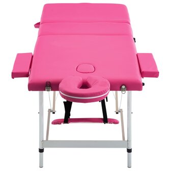 Massagetafel inklapbaar 3 zones aluminum roze 4