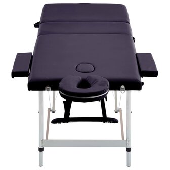 Massagetafel inklapbaar 3 zones aluminum paars 4