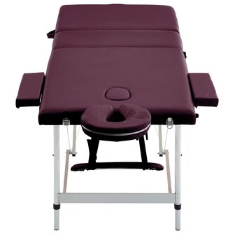 Massagetafel inklapbaar 3 zones aluminum wijnpaars 4