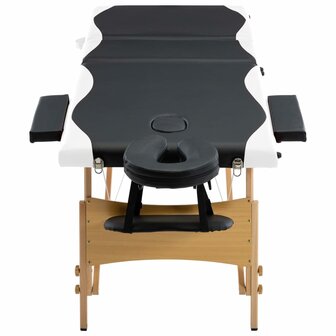 Massagetafel inklapbaar 3 zones hout zwart en wit 4
