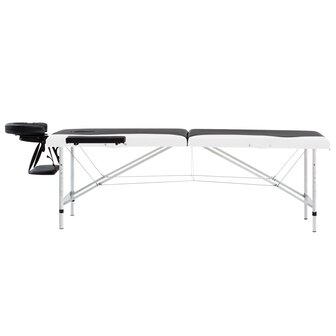 Massagetafel inklapbaar 2 zones aluminium zwart en wit 3