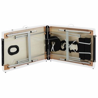 Massagetafel inklapbaar 2 zones aluminium zwart en wit 6