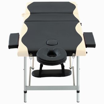 Massagetafel inklapbaar 3 zones aluminium zwart en beige 2