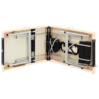 Massagetafel inklapbaar 3 zones aluminium zwart en beige 7