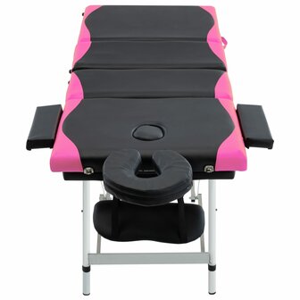 Massagetafel inklapbaar 4 zones aluminium zwart en roze 2