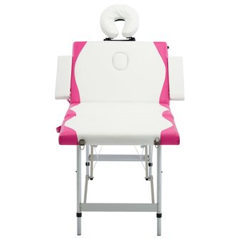 Massagetafel inklapbaar 4 zones aluminium wit en roze 2