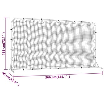 Voetbal rebounder 366x90x183 cm HDPE zwart 7
