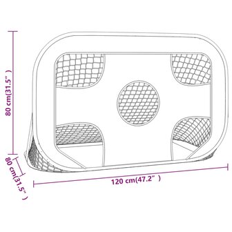 Voetbaldoel met doelwit 120x80x80 cm polyester 8