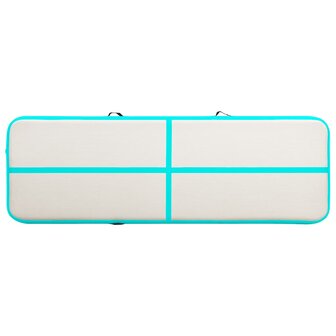 Gymnastiekmat met pomp opblaasbaar 500x100x15 cm PVC groen 4