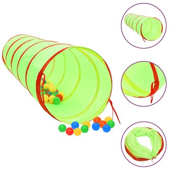Kinderspeeltunnel met 250 ballen 175 cm polyester groen 1