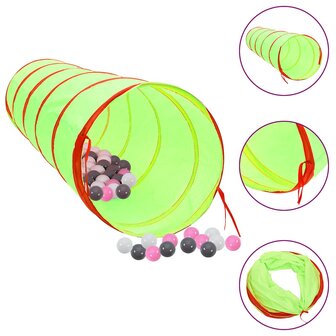 Kinderspeeltunnel met 250 ballen 175 cm polyester groen 1