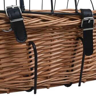 Fietsstuurmand met deksel 50x45x35 cm natuurlijk wilgen 9