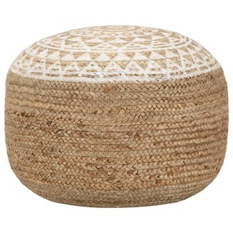 Poef handgemaakt 45x30 cm jute wit 1