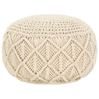 Poef macram&amp;eacute; handgemaakt 45x30 cm katoen 1
